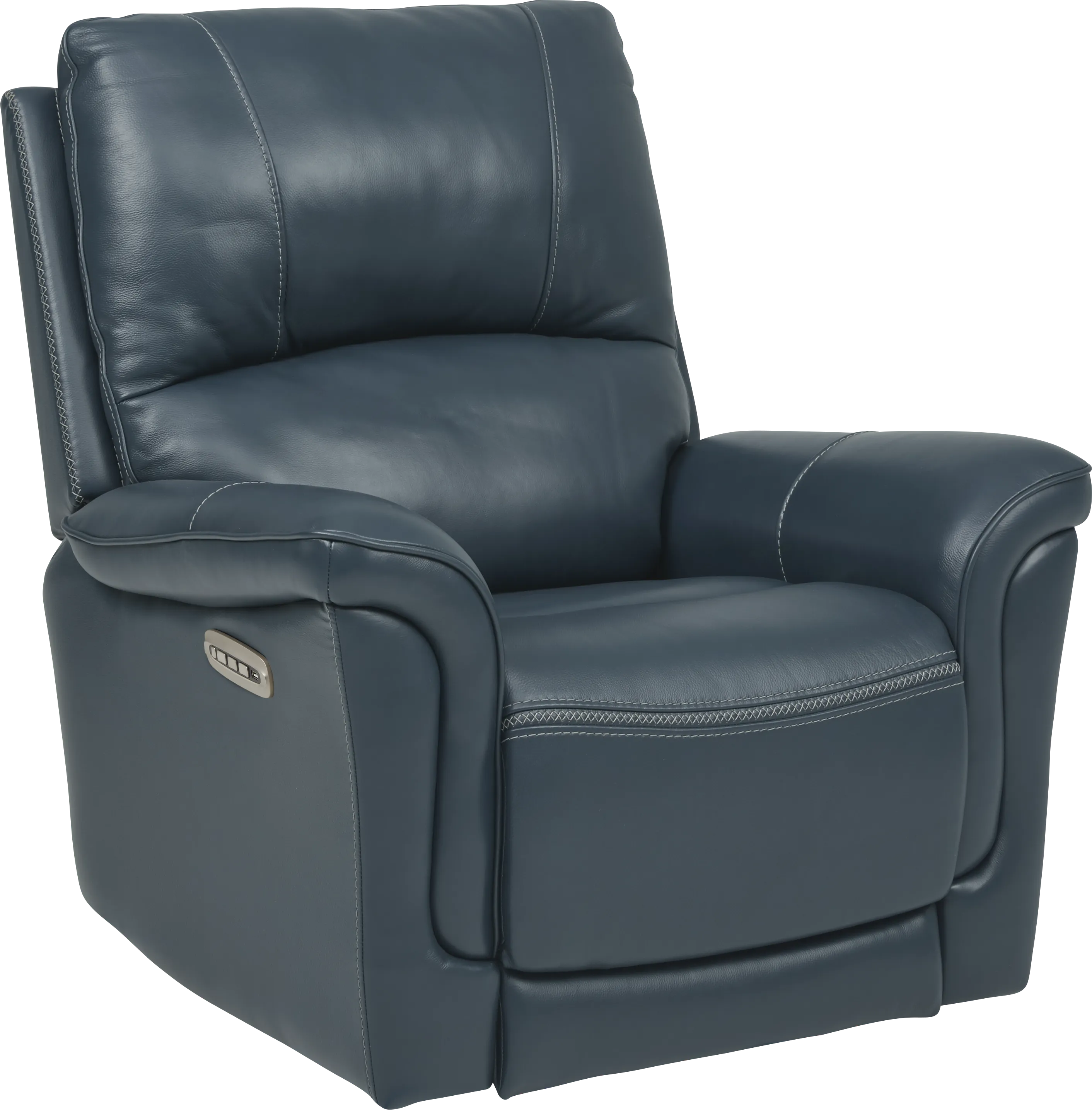 Castmore Navy Triple Power Leather Recliner - Thumbnail - Image 1