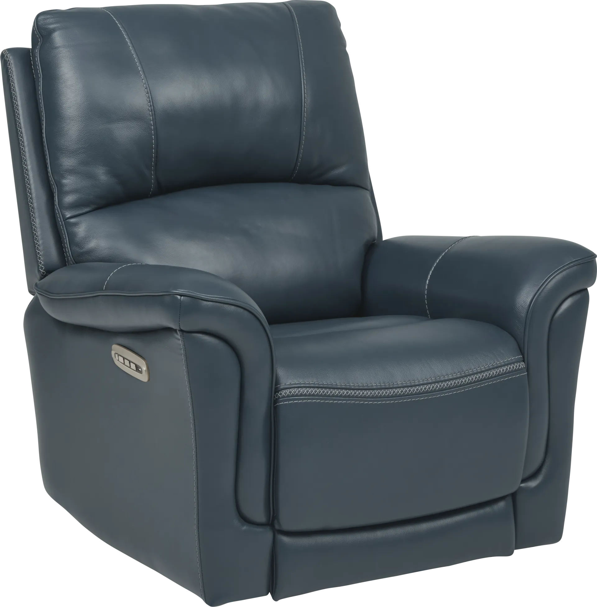 Castmore Navy Triple Power Leather Recliner - Image 1