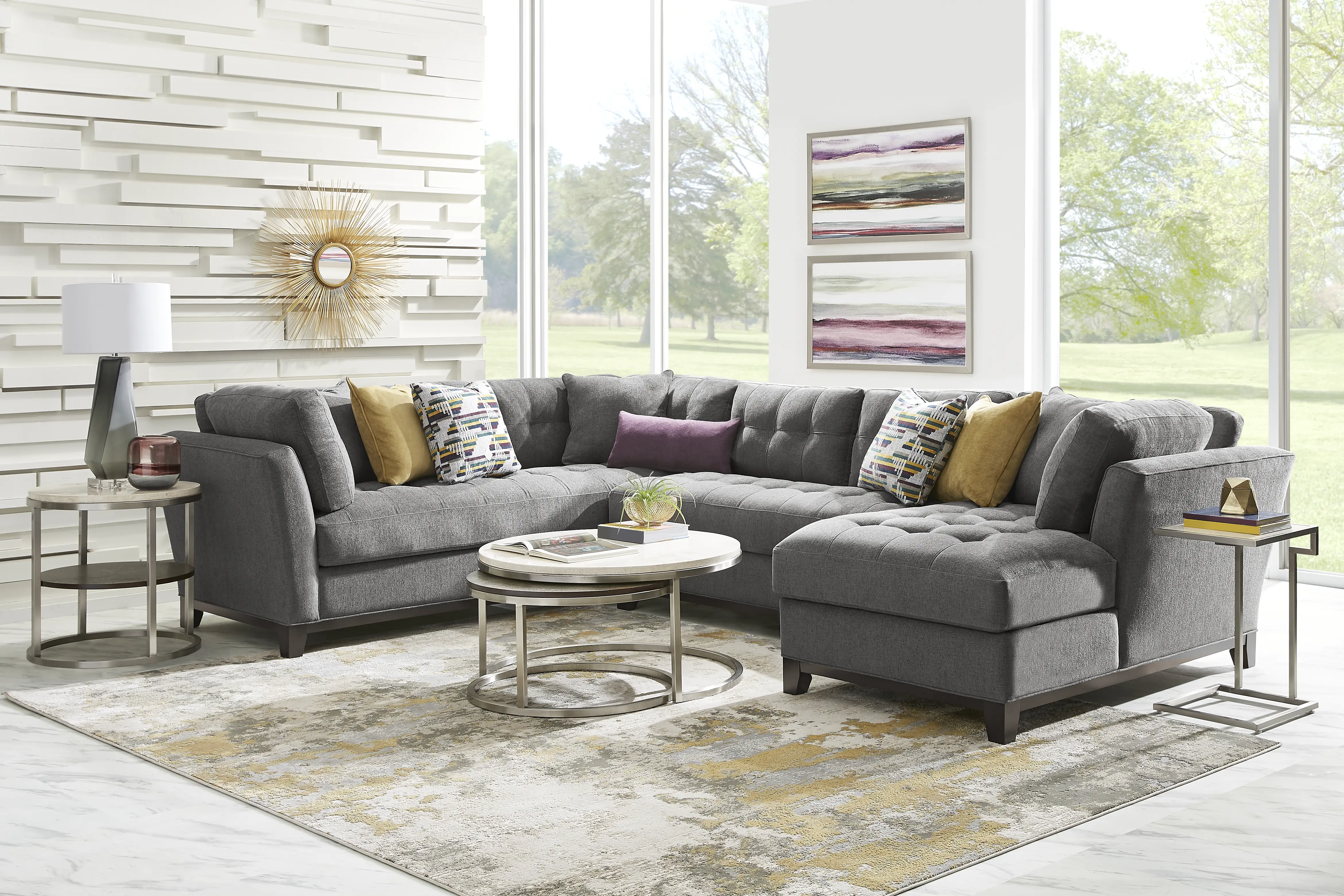Metropolis Way Charcoal Textured 3 Pc Sectional - Thumbnail - Image 2