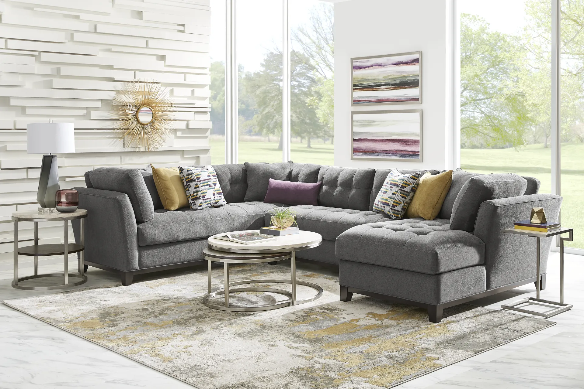 Metropolis Way Charcoal Textured 3 Pc Sectional - Image 2