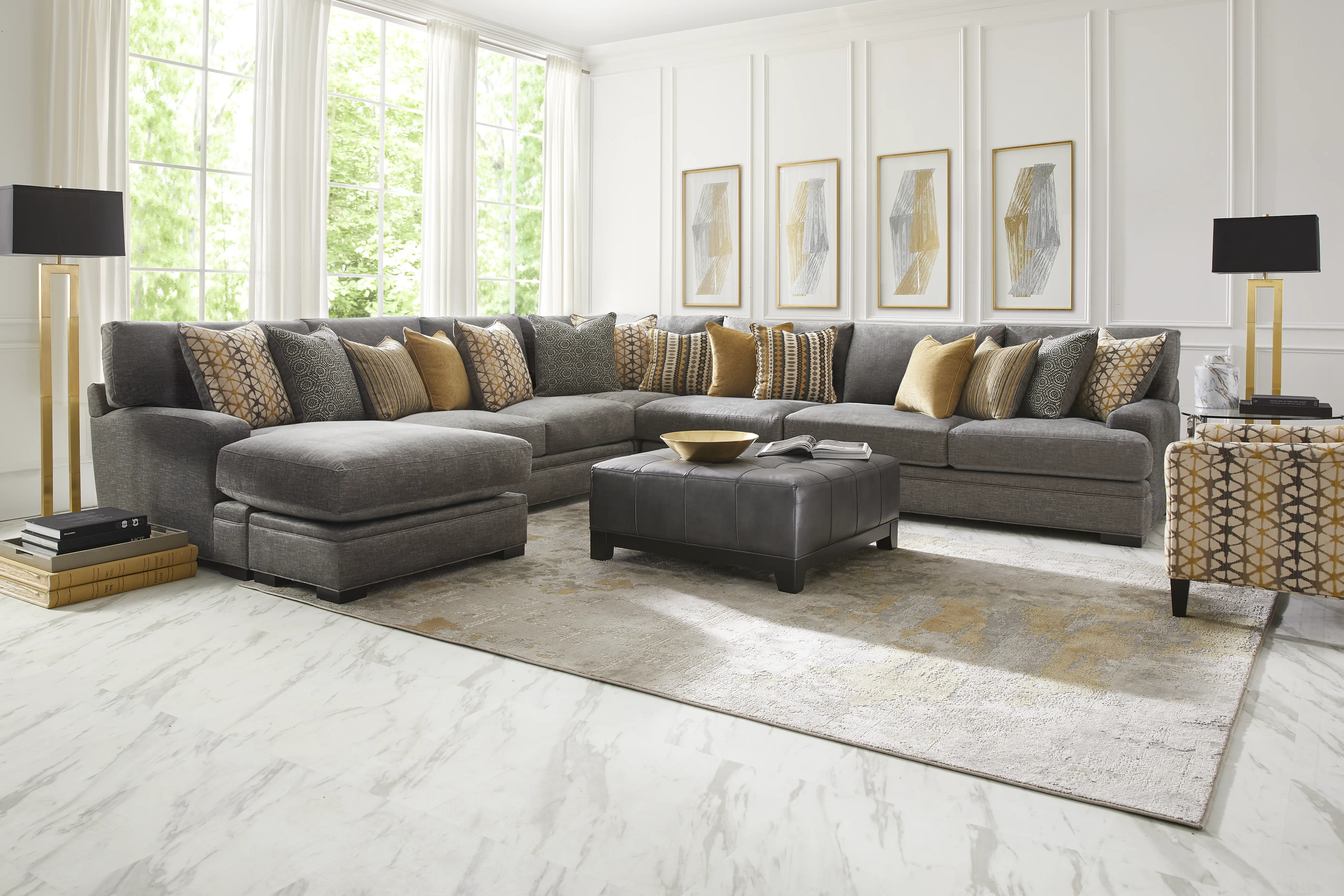 Cindy Crawford Palm Springs Silver Gray Polyester Fabric 4 Pc Left