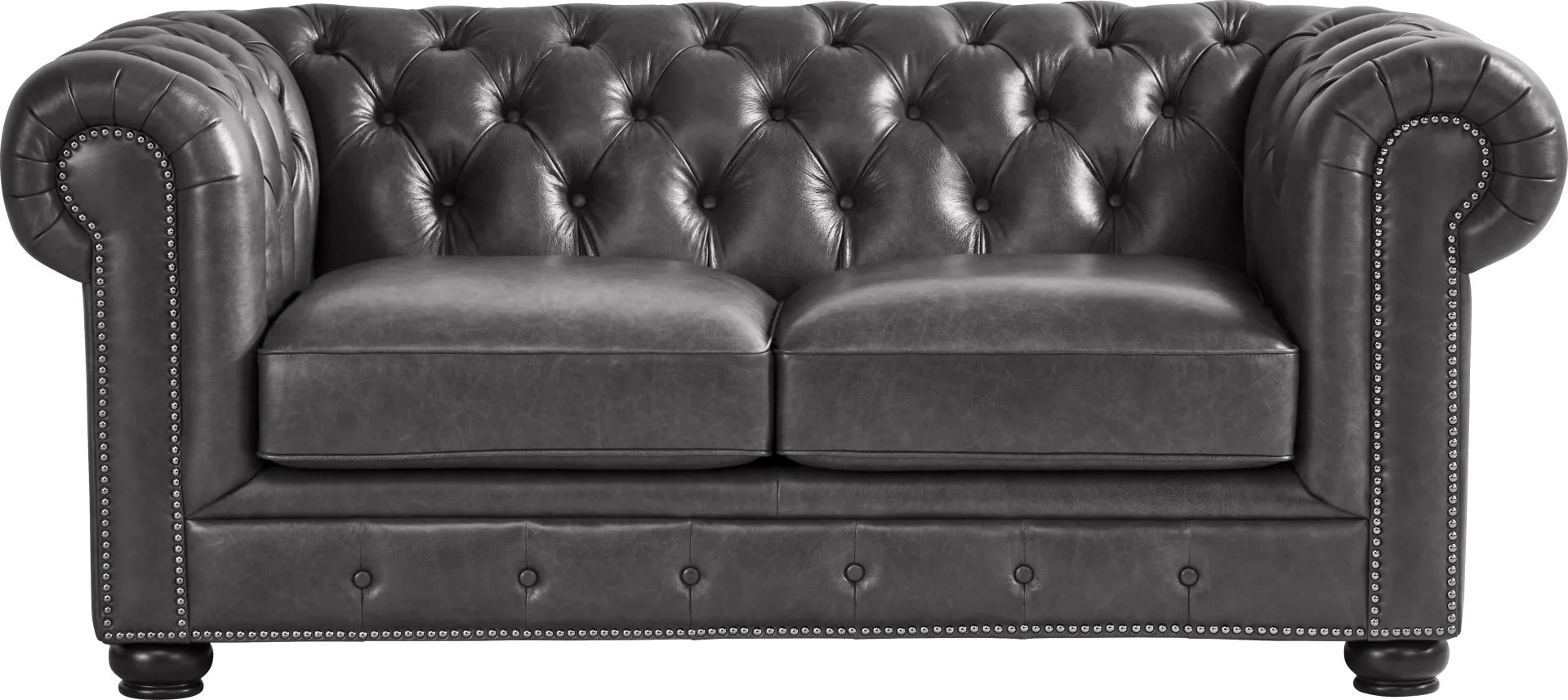 Winchester Way Gray Leather Loveseat - Image 1