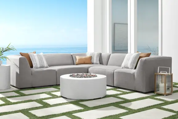 Calay 5 Pc Outdoor Sectional with Ash Slipcovers