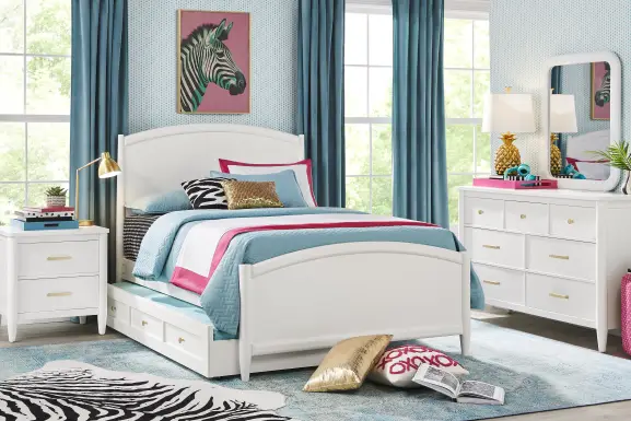 Kids Modern Colors White Full Panel Bed