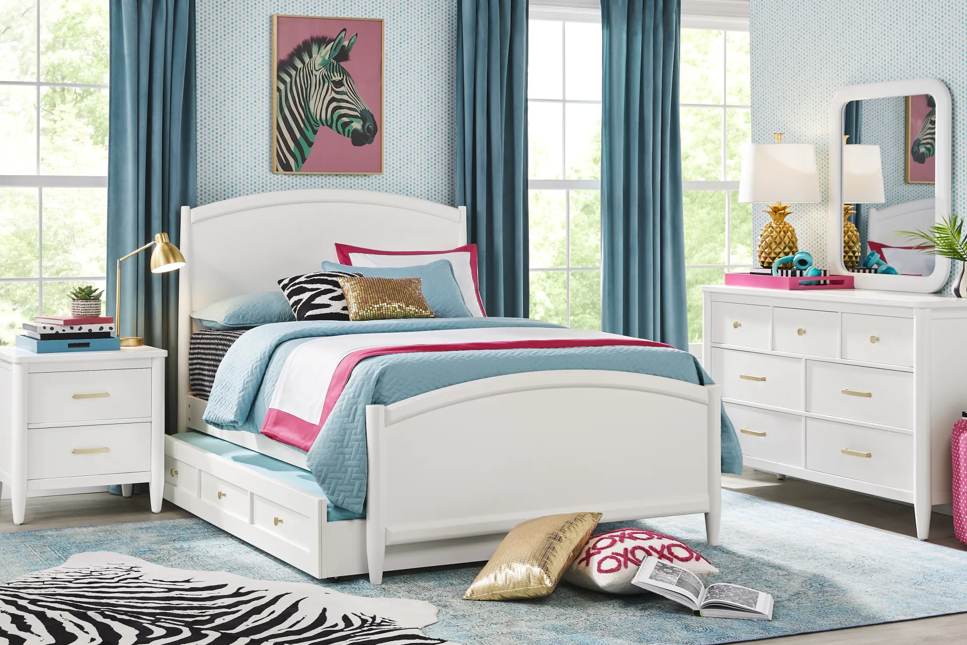 Kids Modern Colors White Full Panel Bed - Image 1