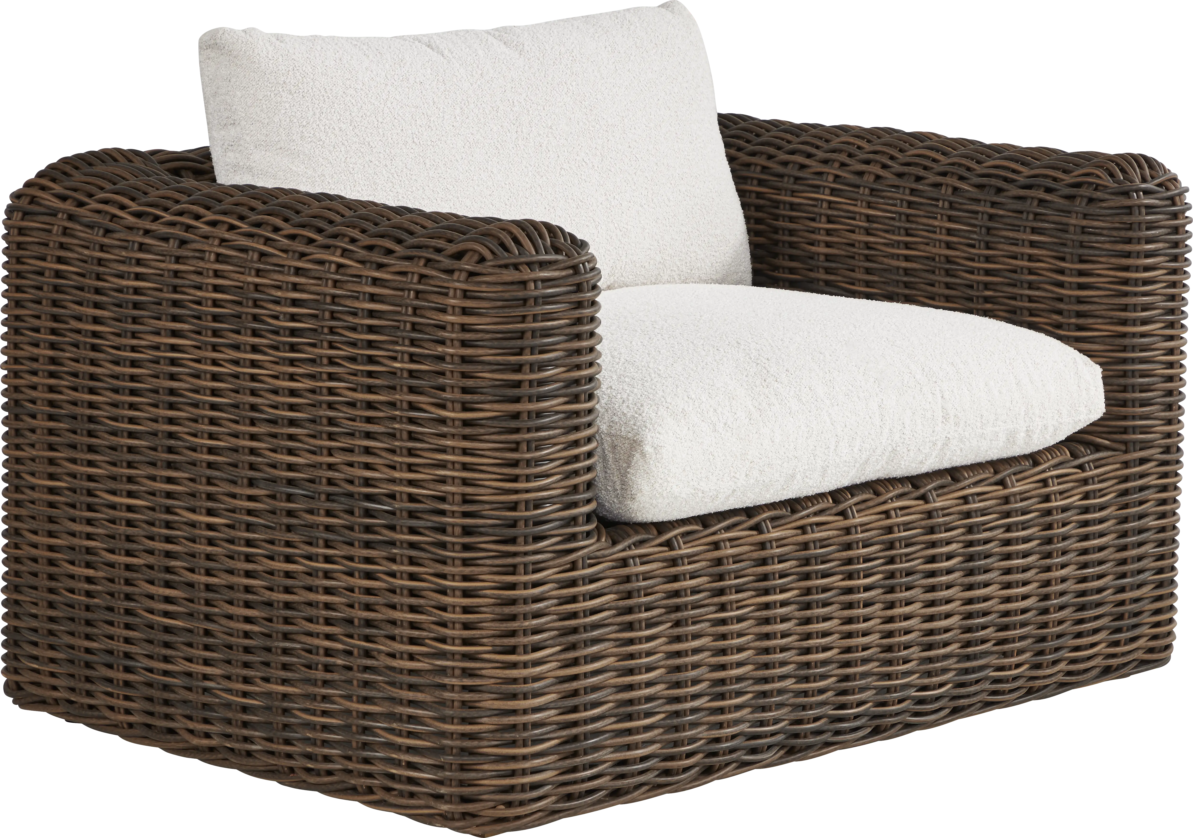 Plume Brown Outdoor Club Chair with Ivory Cushions - Thumbnail - Image 1