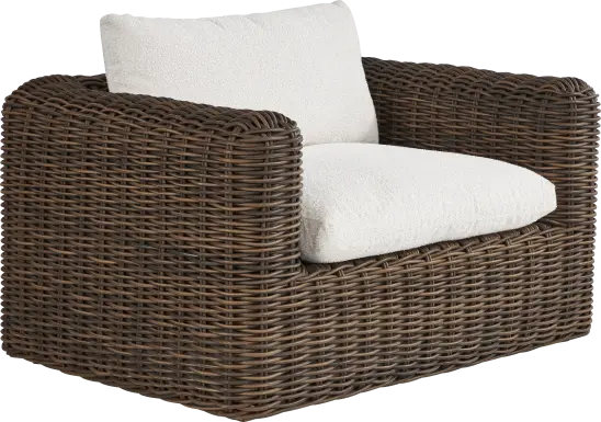 Plume Brown Outdoor Club Chair with Ivory Cushions