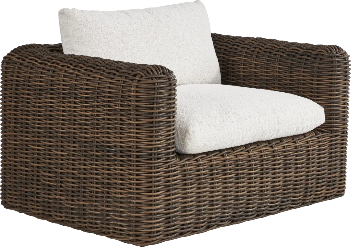 Plume Brown Outdoor Club Chair with Ivory Cushions