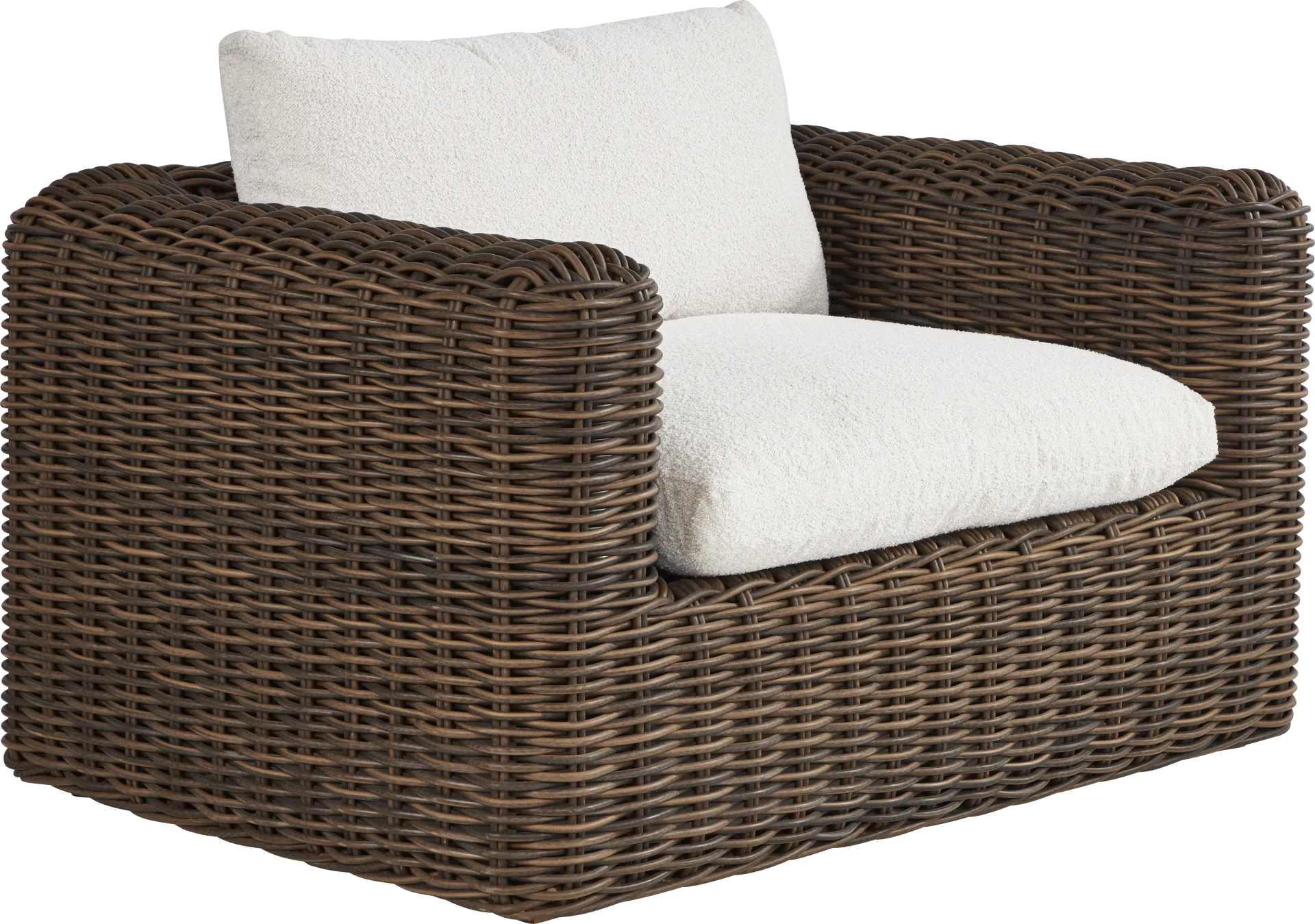 Plume Brown Outdoor Club Chair with Ivory Cushions - Image 1