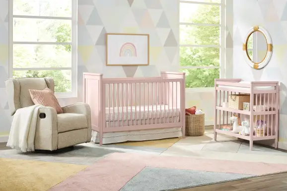 Kids Modern Colors Pink 3-in-1 Convertible Nursery