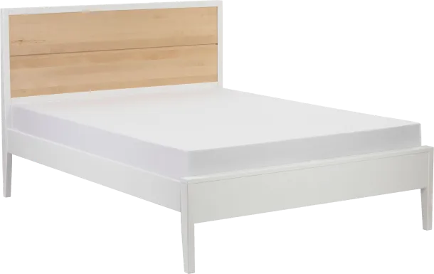 Learitt White Natural Queen Platform Bed