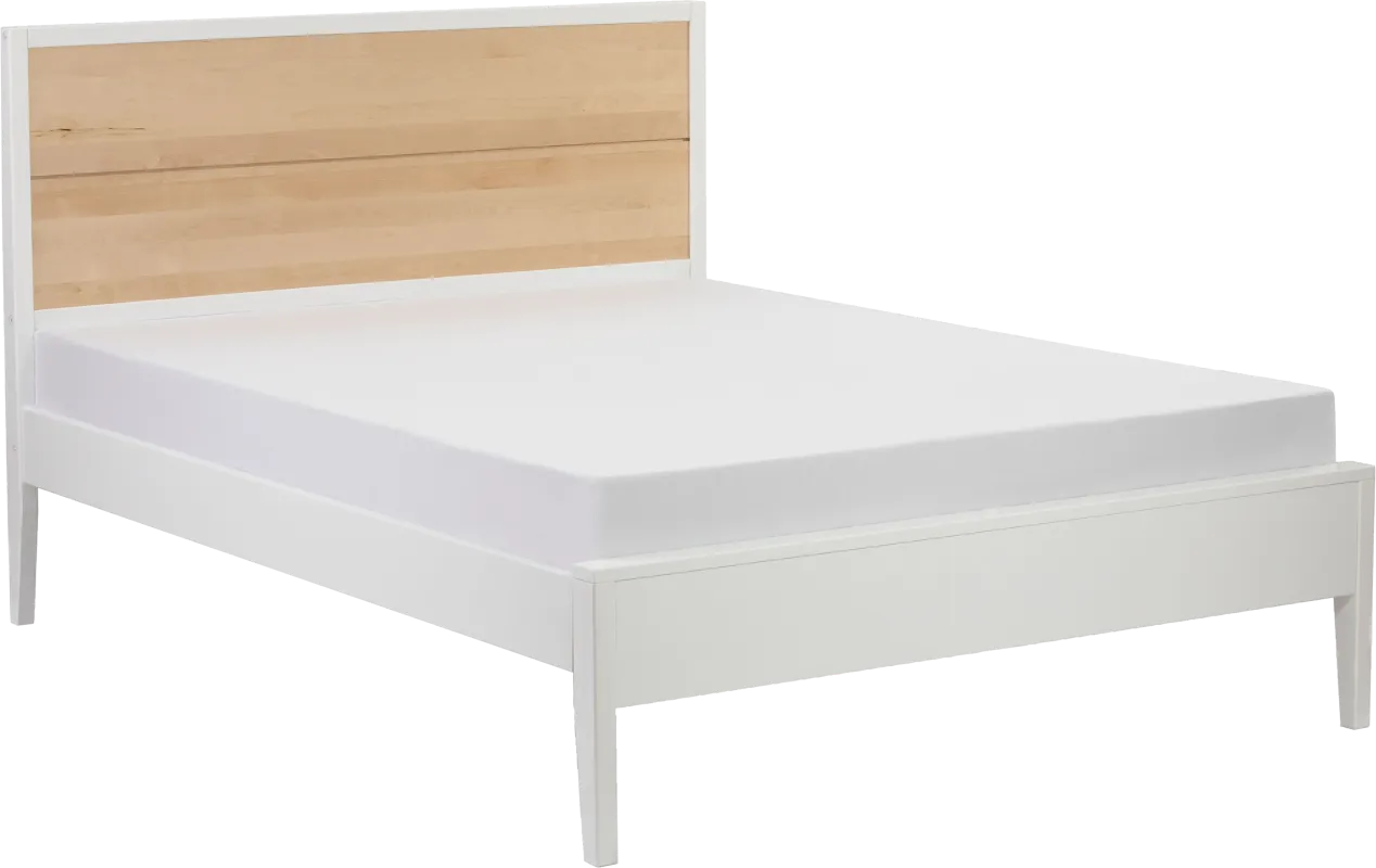 Learitt White Natural Queen Platform Bed
