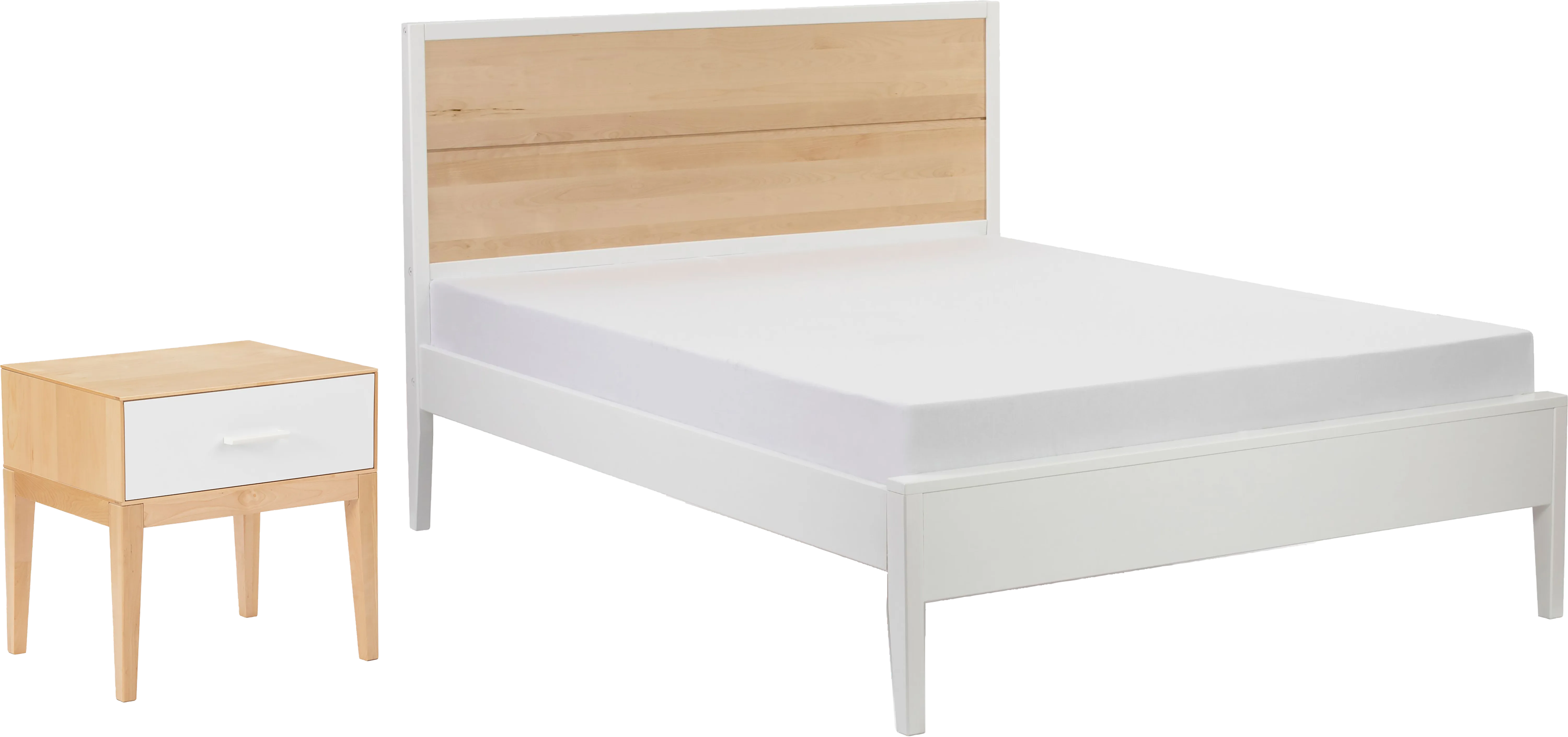 Ogallah White Natural Queen Bed & Nightstands, Set of 3 - Thumbnail - Image 1