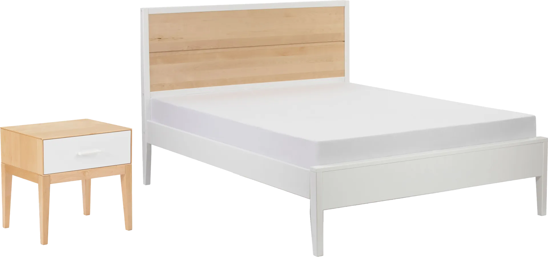 Ogallah White Natural Queen Bed & Nightstands, Set of 3 - Image 1