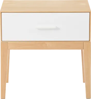 Learitt White 1-Drawer Natural Nightstand