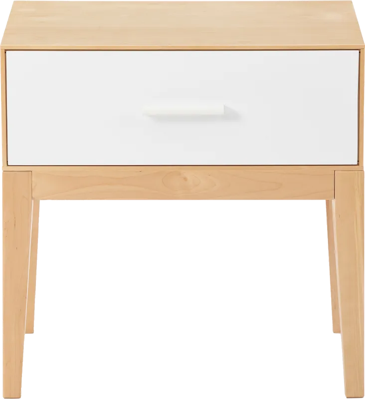 Learitt White 1-Drawer Natural Nightstand