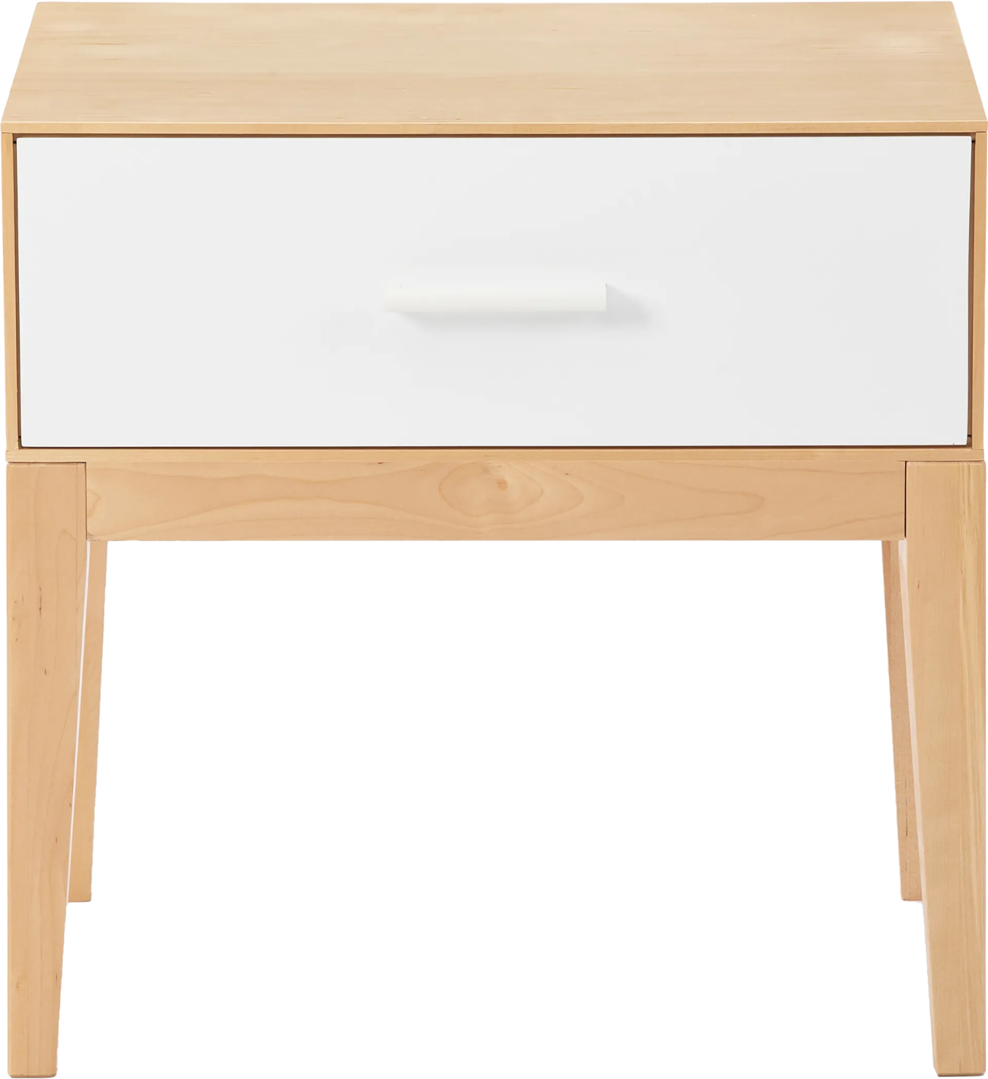 Learitt White 1-Drawer Natural Nightstand - Image 1