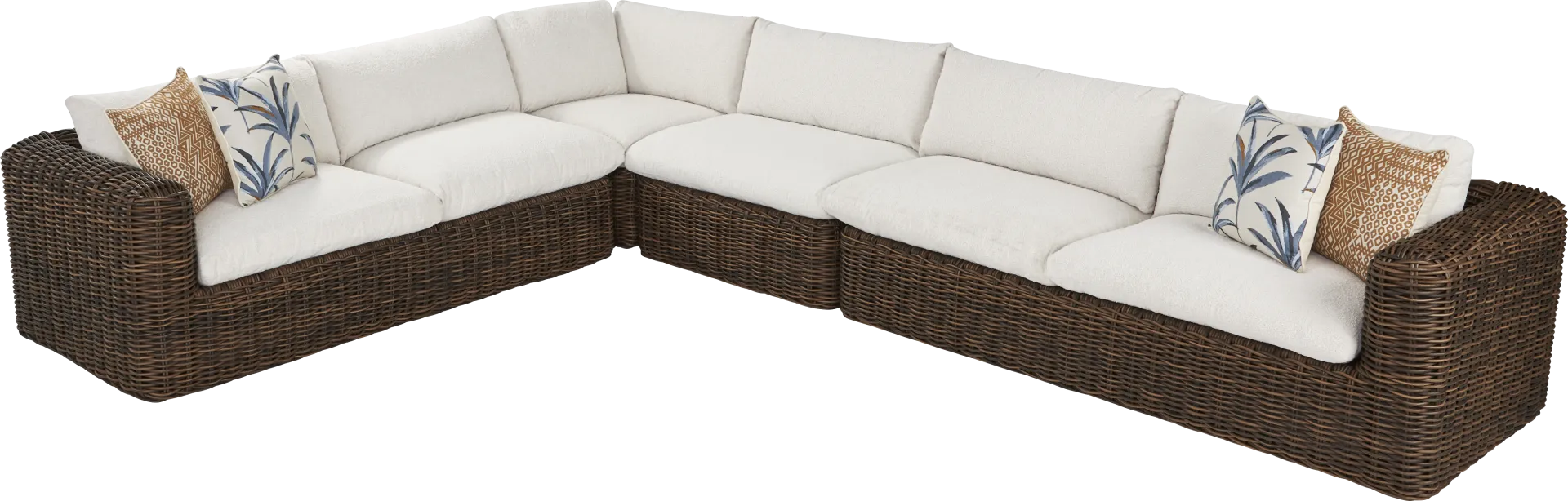 Plume Brown 4 Pc Outdoor Sectional with Ivory Cushions - Image 2