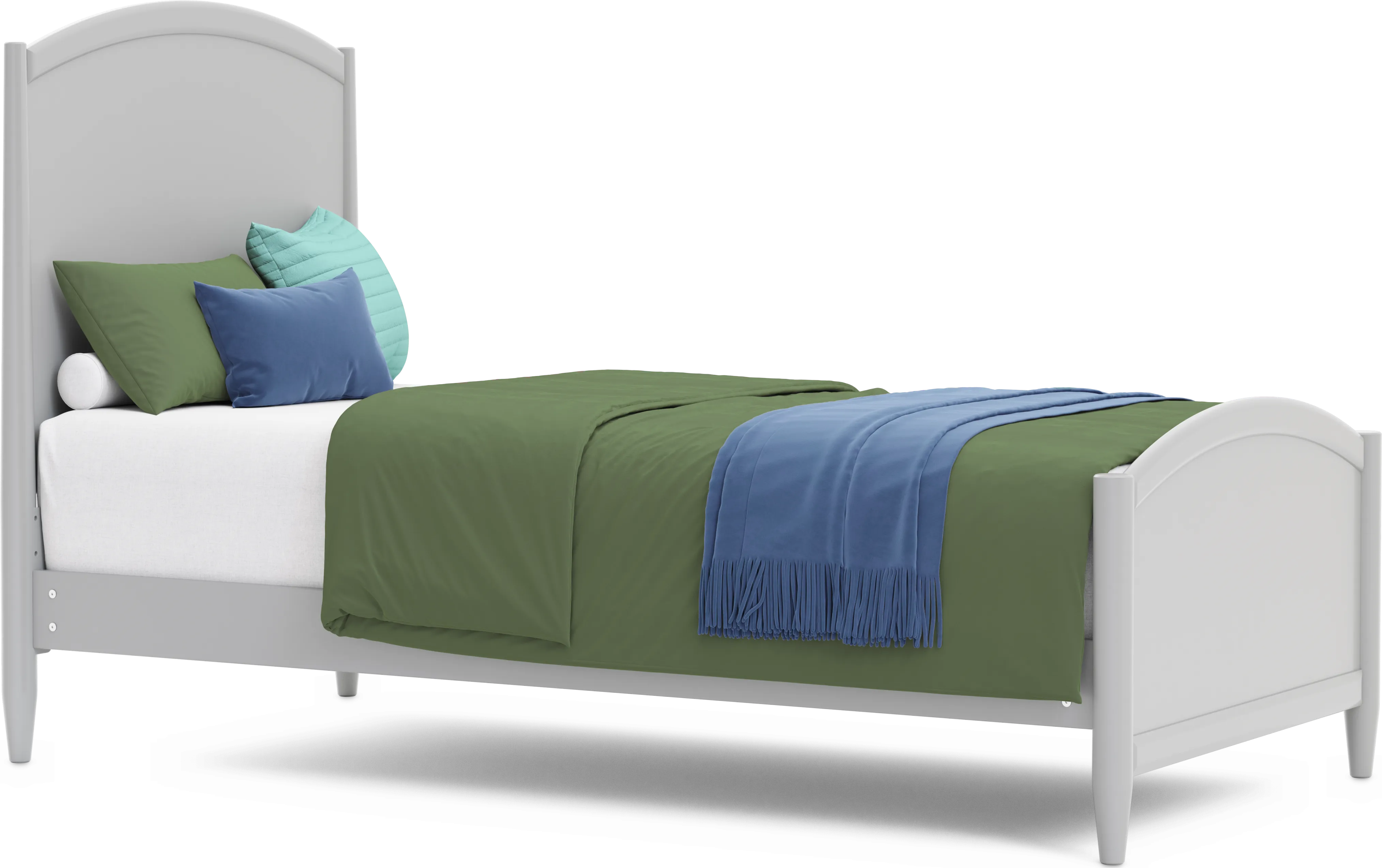 Kids Modern Colors Light Gray Twin XL Panel Bed - Thumbnail - Image 1