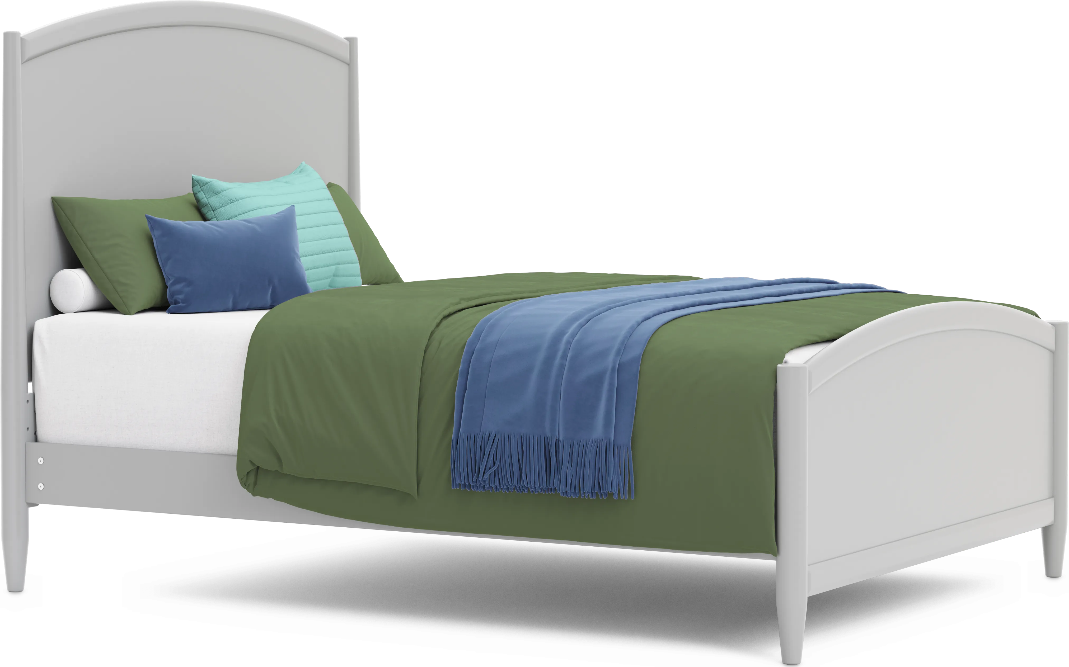 Kids Modern Colors Light Gray Full Panel Bed - Thumbnail - Image 1