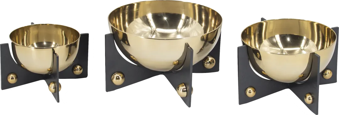Sufney Shore Gold/Black Decorative Bowl, Set of 3