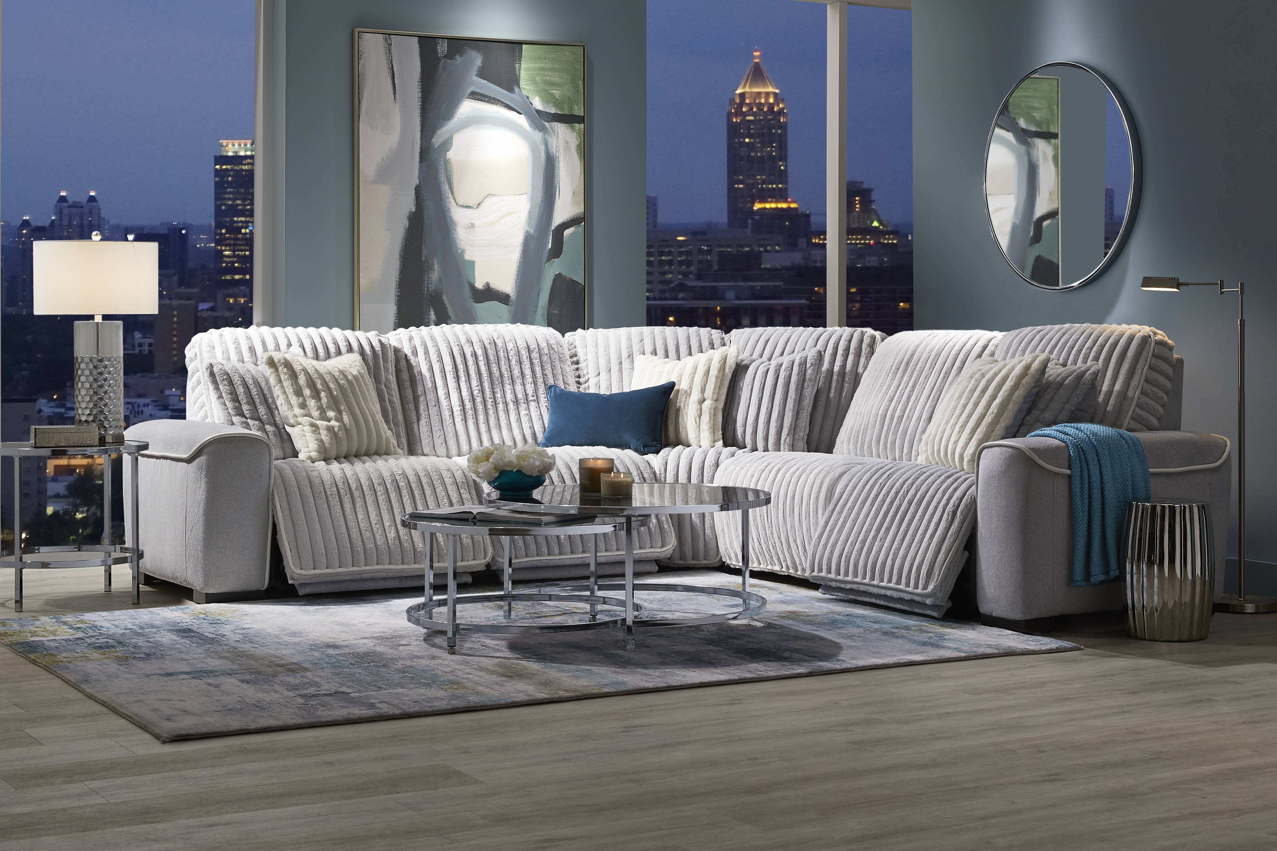 Bedingfield Gray Polyester Fabric Pc Dual Power Reclining