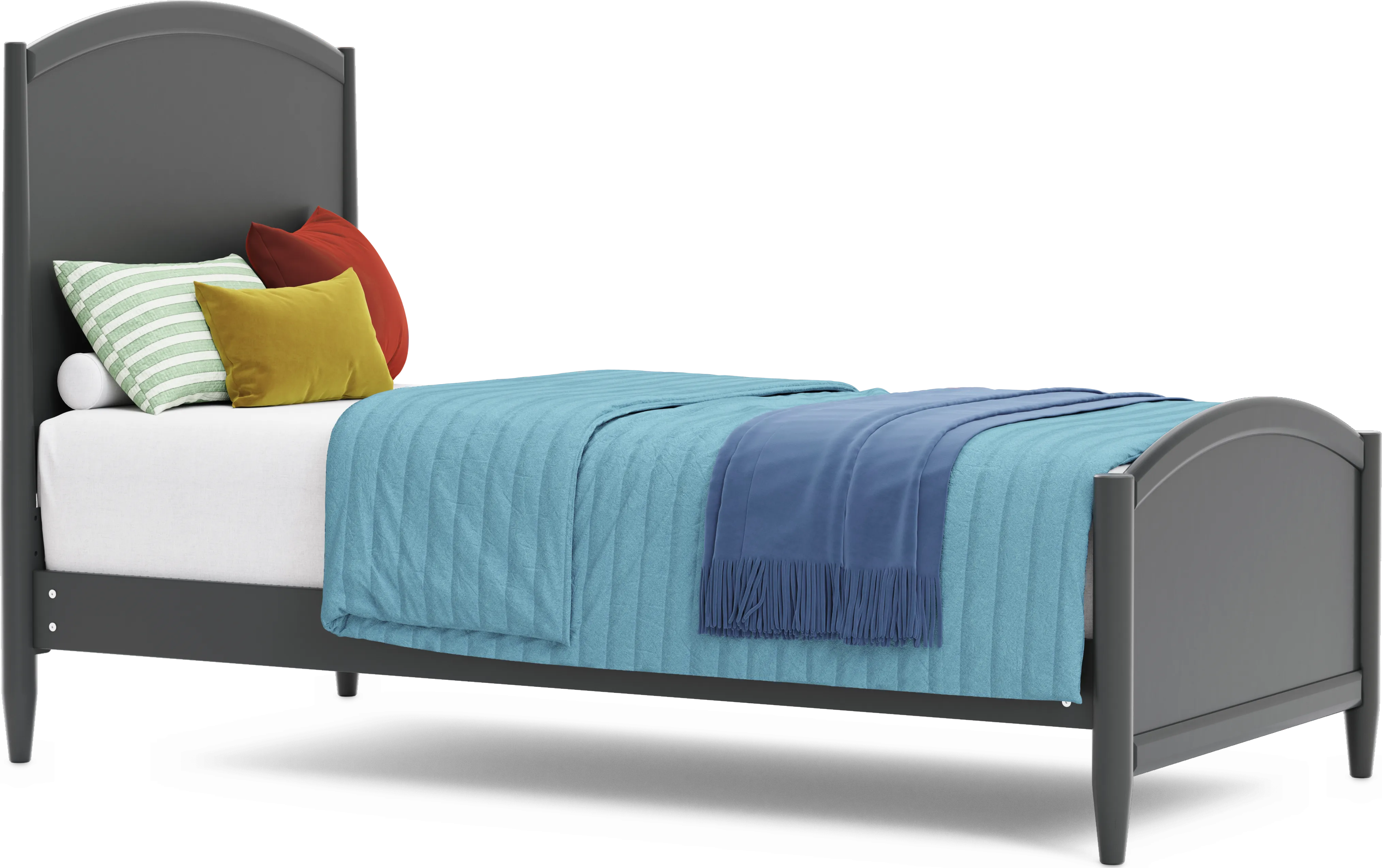 Kids Modern Colors Iron Ore Twin XL Panel Bed - Thumbnail - Image 1