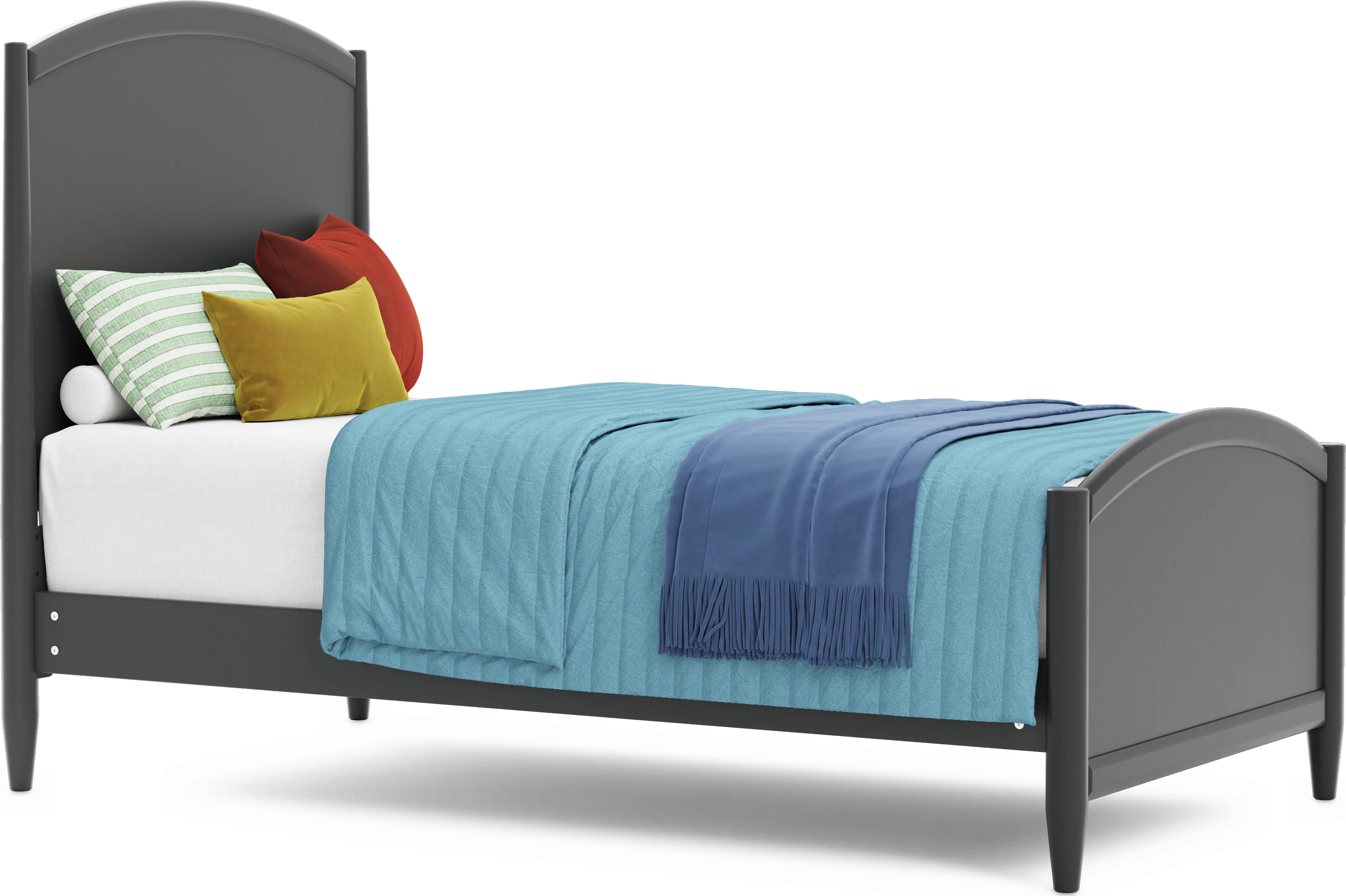 Kids Modern Colors Iron Ore Twin Panel Bed - Thumbnail - Image 1