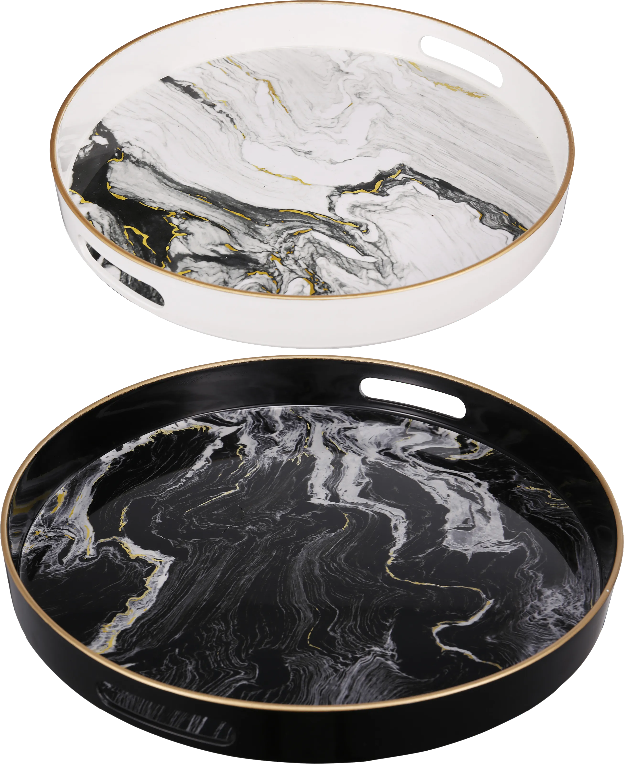 Chales Black/White Tray, Set of 2 - Thumbnail - Image 1