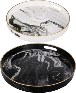 Chales Black/White Tray, Set of 2