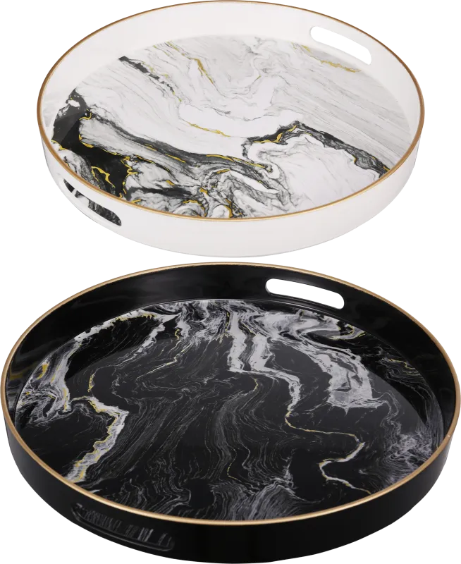 Chales Black/White Tray, Set of 2