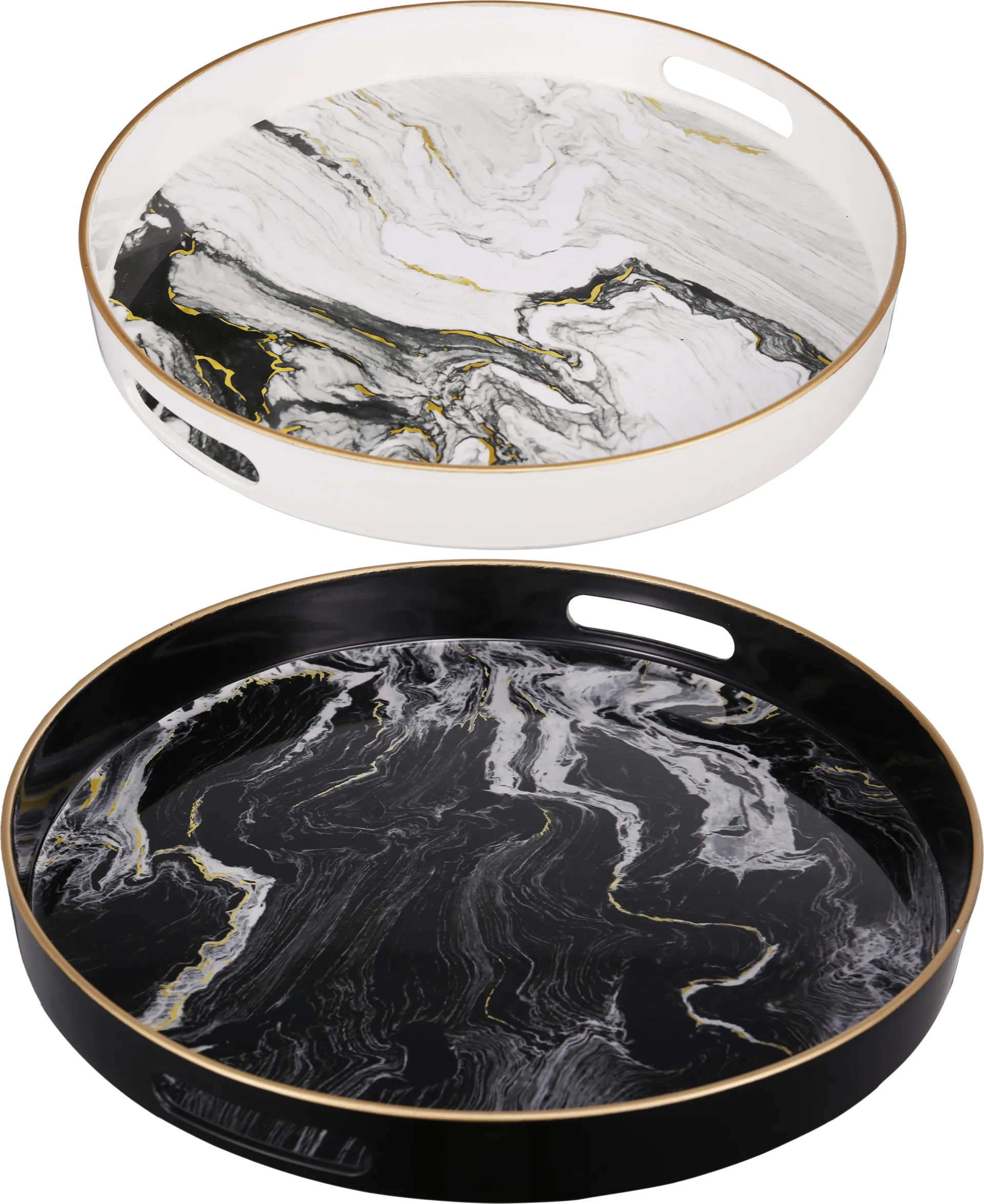 Chales Black/White Tray, Set of 2 - Image 1