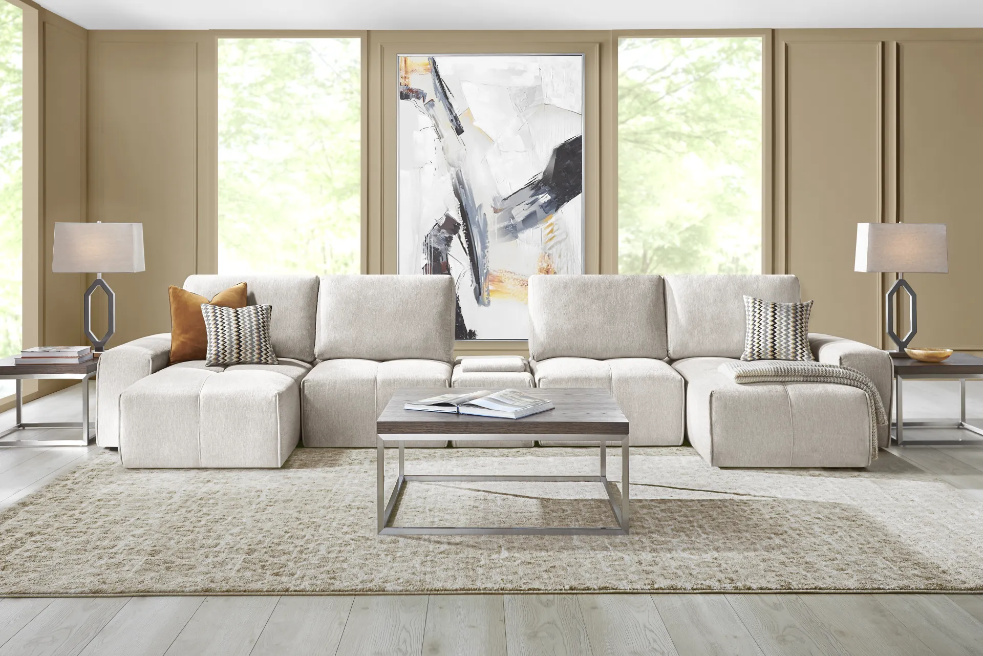 Laney Beige 5 Pc Sectional - Image 1