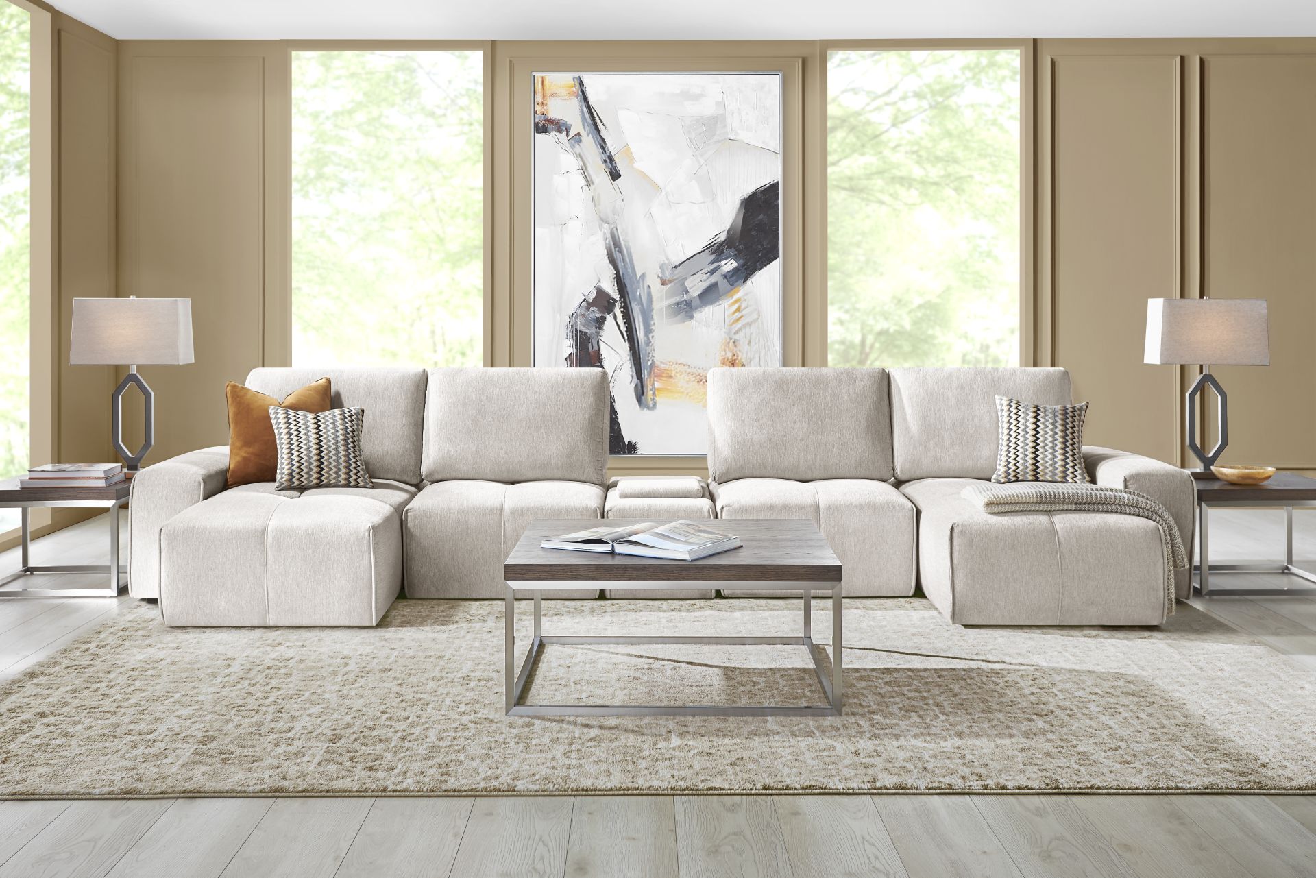 Laney Beige 5 Pc Sectional - Image 2