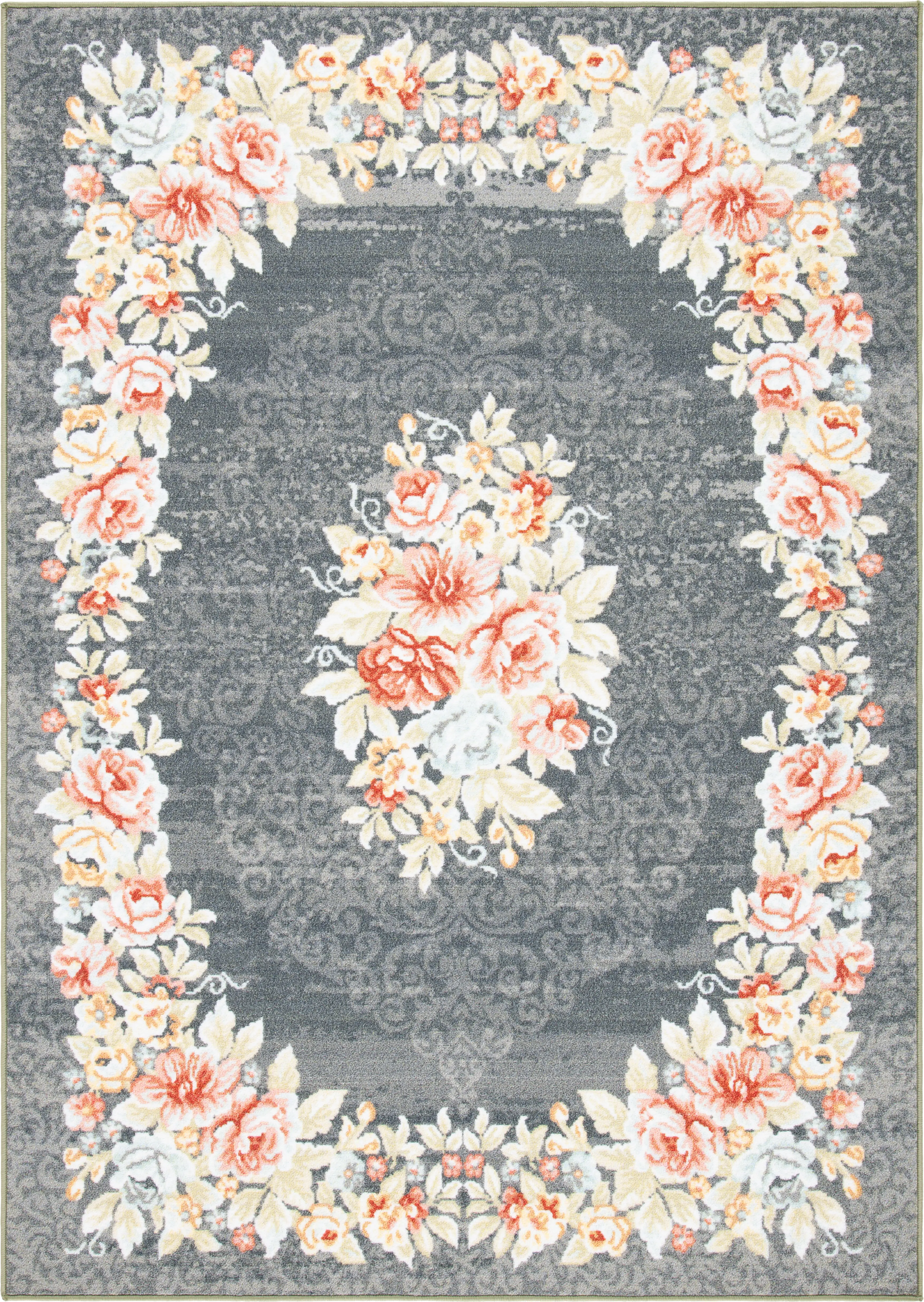 Salistry Gray/Pink 5'5 x 7' Rug - Thumbnail - Image 1
