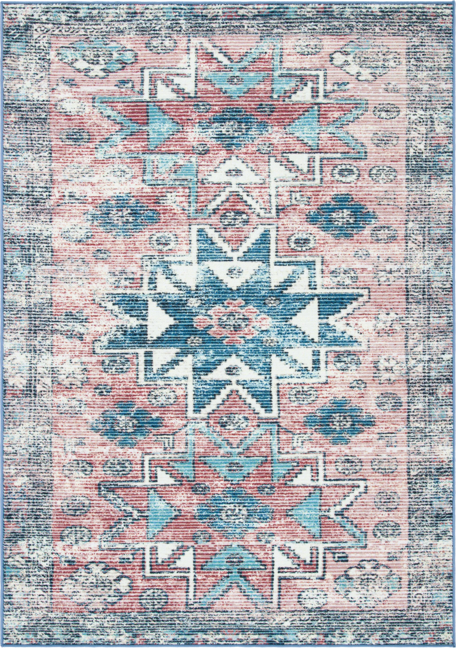 Ozavi Pink/Blue 5'5 x 7'7 Rug - Image 1