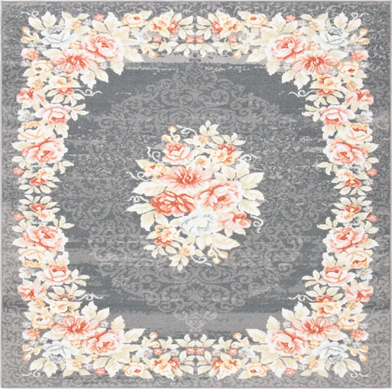 Salistry Gray/Pink 6'7 x 6'7 Square Rug