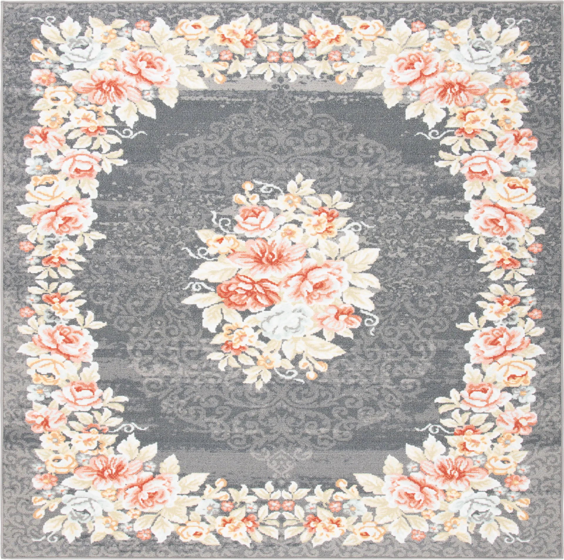 Salistry Gray/Pink 6'7 x 6'7 Square Rug - Image 1