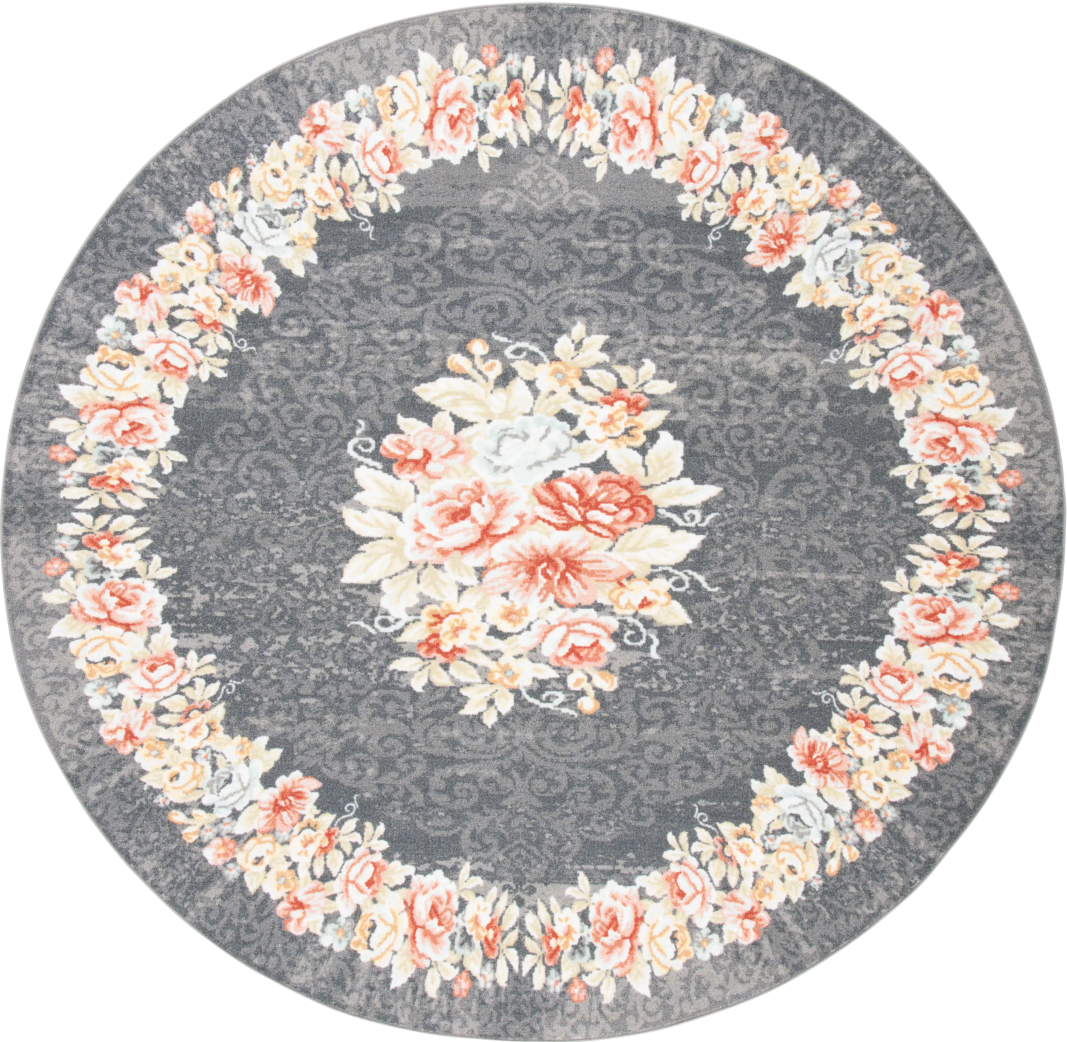 Salistry Gray/Pink 6'7 x 6'7 Round Rug - Thumbnail - Image 1