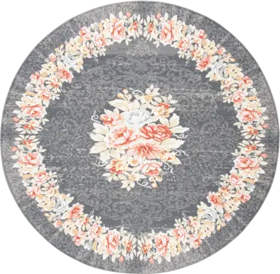 Salistry Gray/Pink 6'7 x 6'7 Round Rug