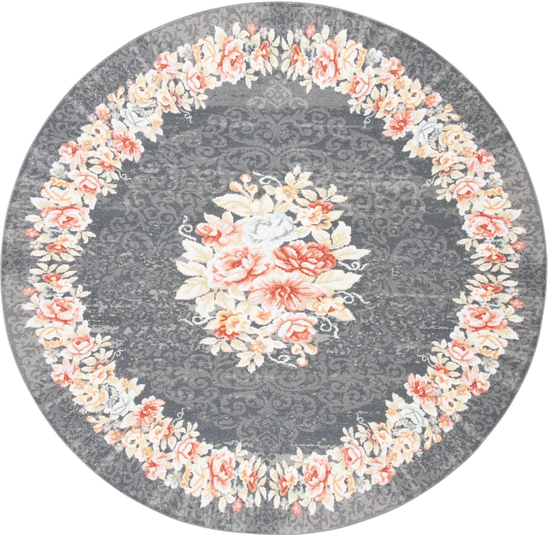 Salistry Gray/Pink 6'7 x 6'7 Round Rug
