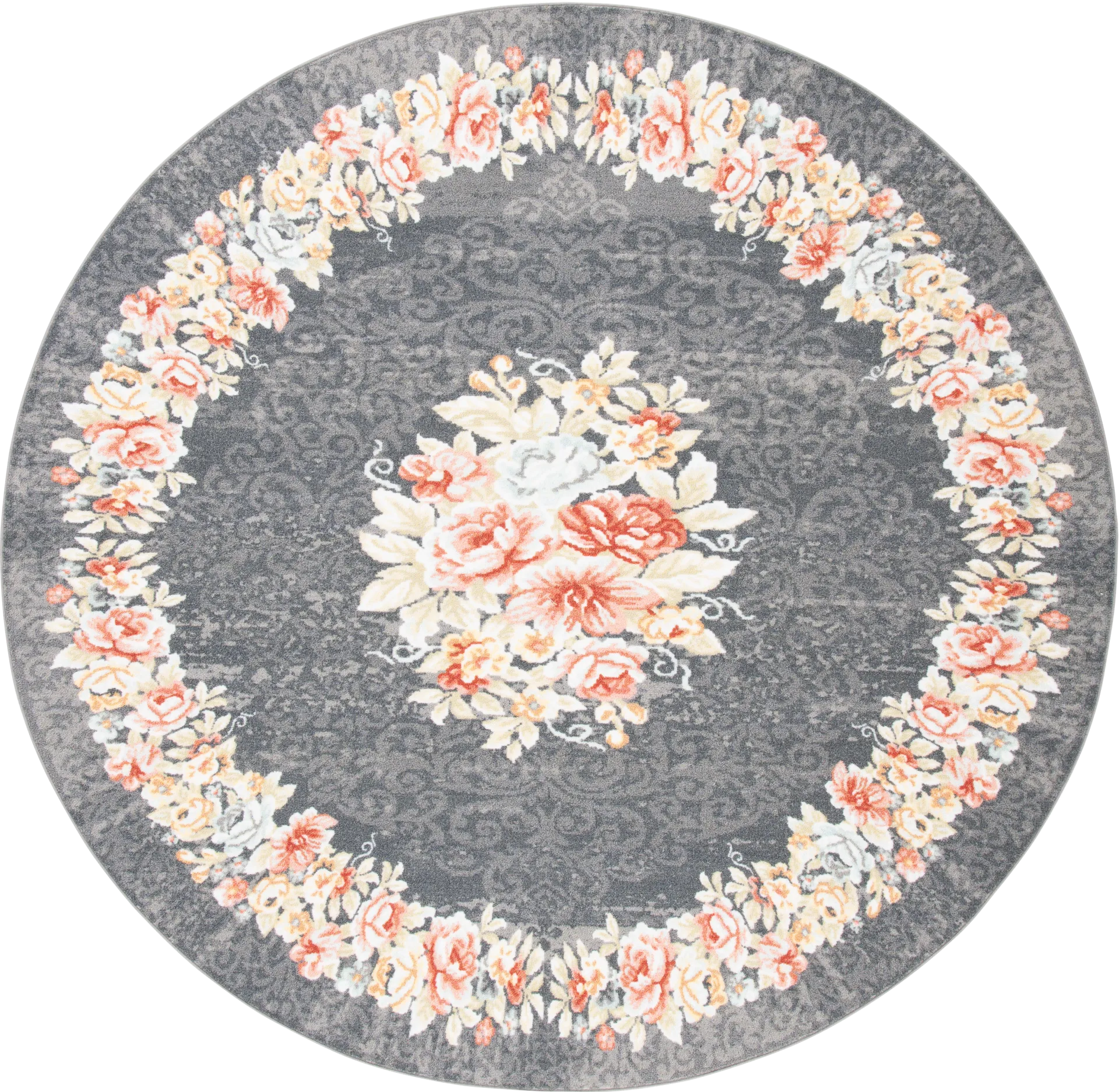 Salistry Gray/Pink 6'7 x 6'7 Round Rug - Image 1