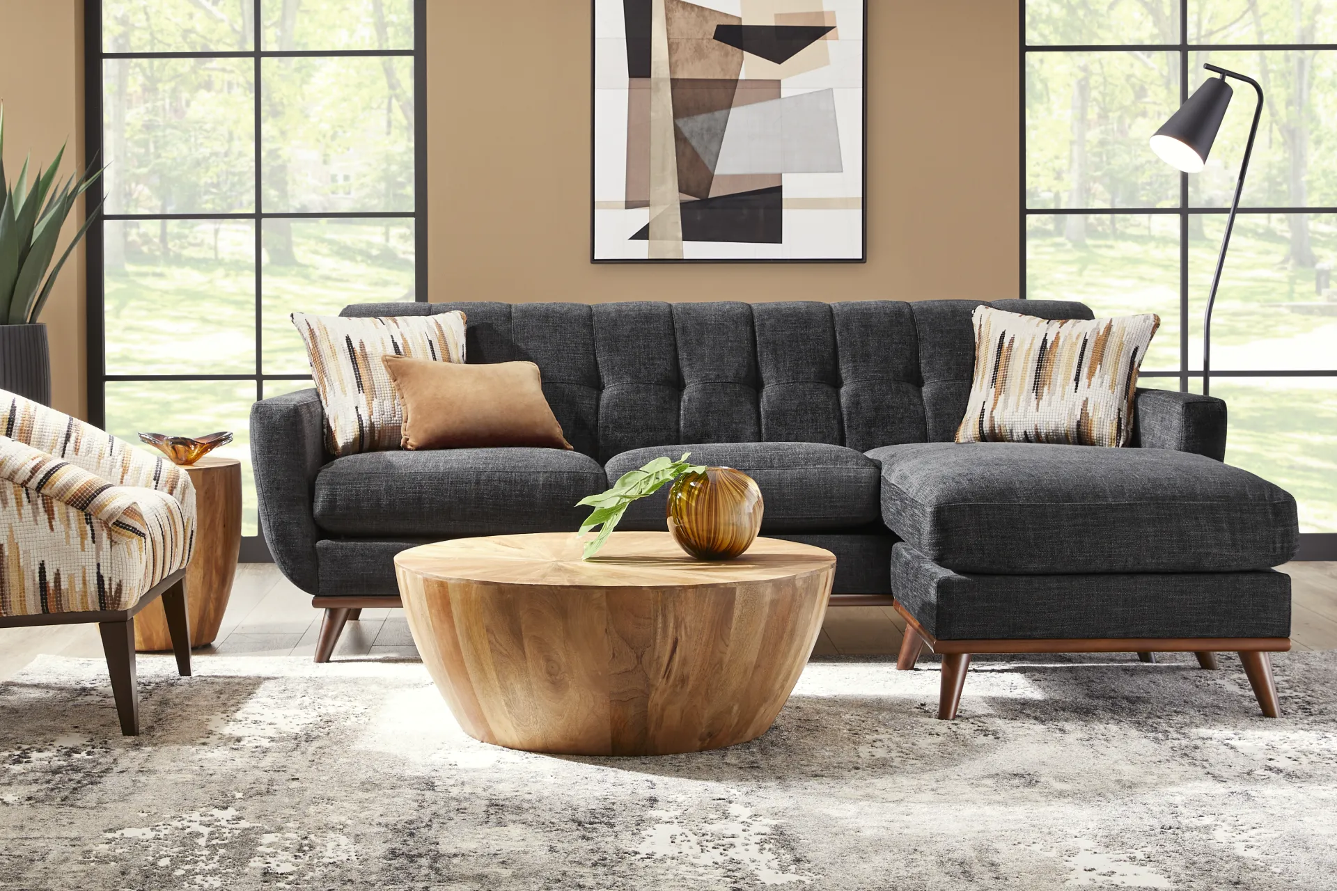 East Side Black Chaise Sofa - Image 1