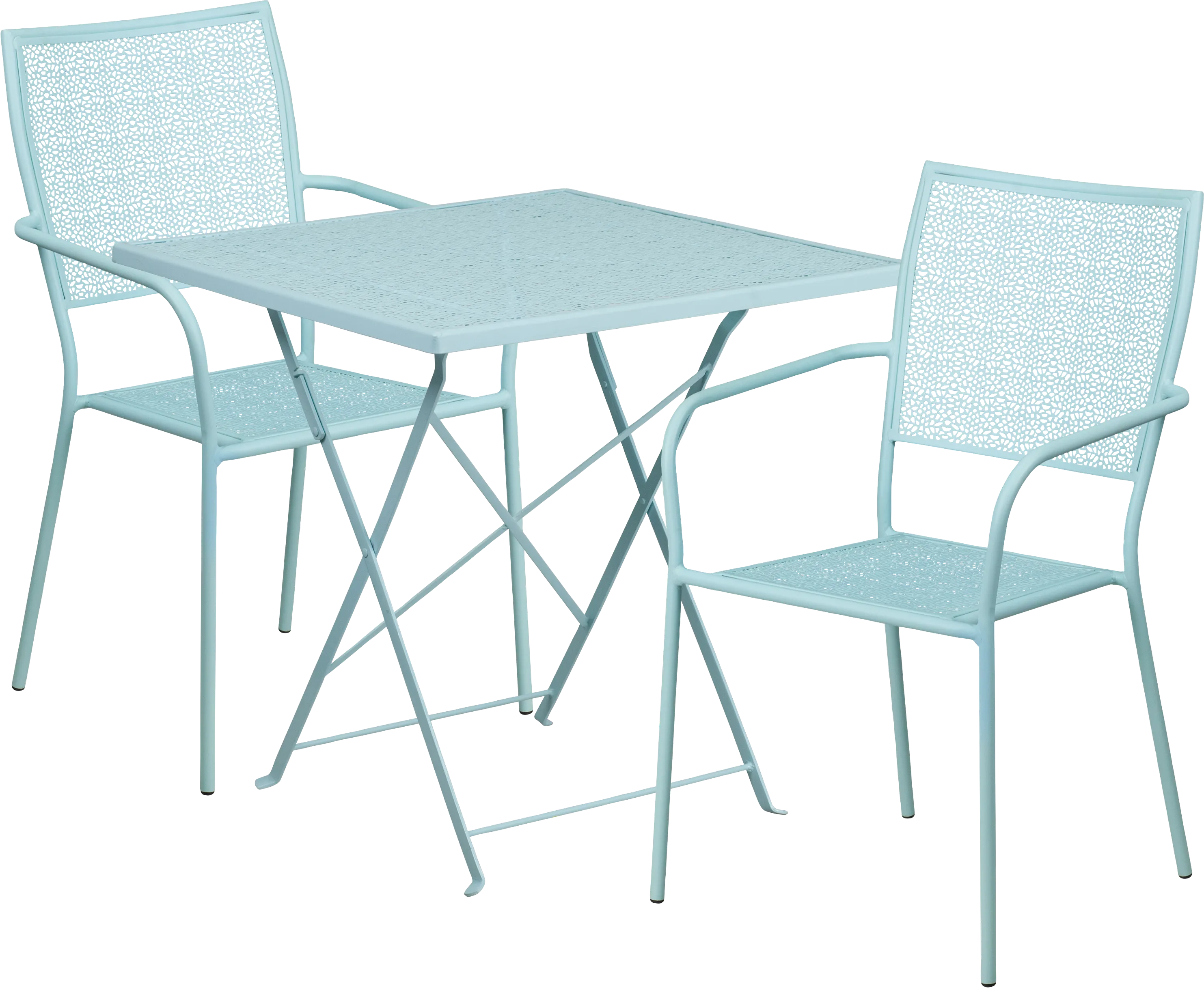 Lakeville Blue 3 Pc 28 in. Square Folding Patio Set - Thumbnail - Image 1