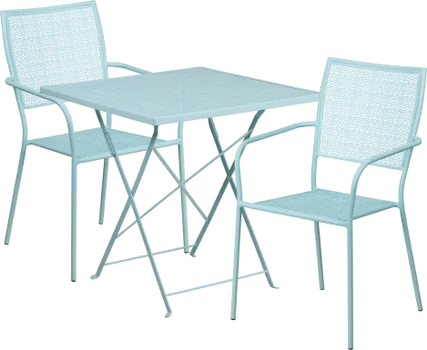 Lakeville Blue 3 Pc 28 in. Square Folding Patio Set