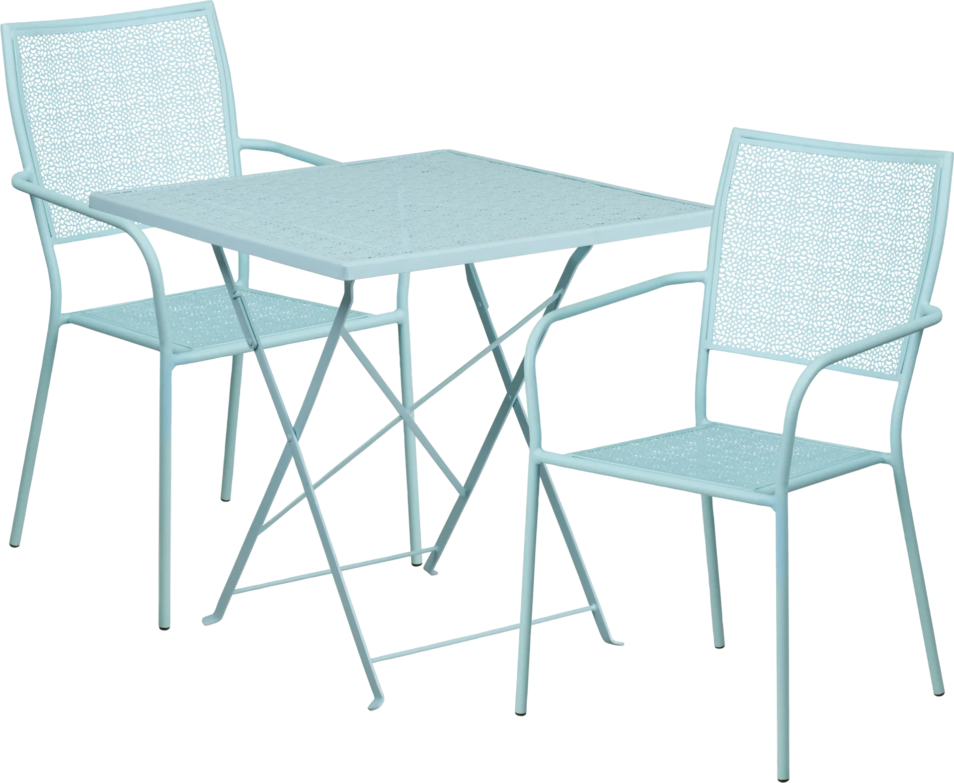 Lakeville Blue 3 Pc 28 in. Square Folding Patio Set - Image 1