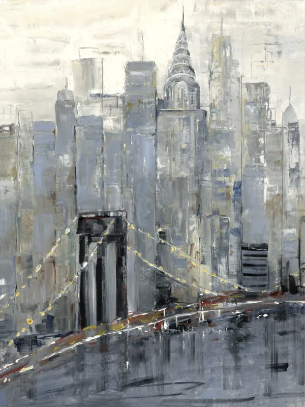 Dusk Skyline Gray Canvas Artwork