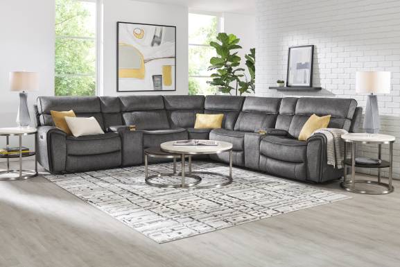 Bradshaw Place Dark Gray 7 Pc Dual Power Reclining Sectional