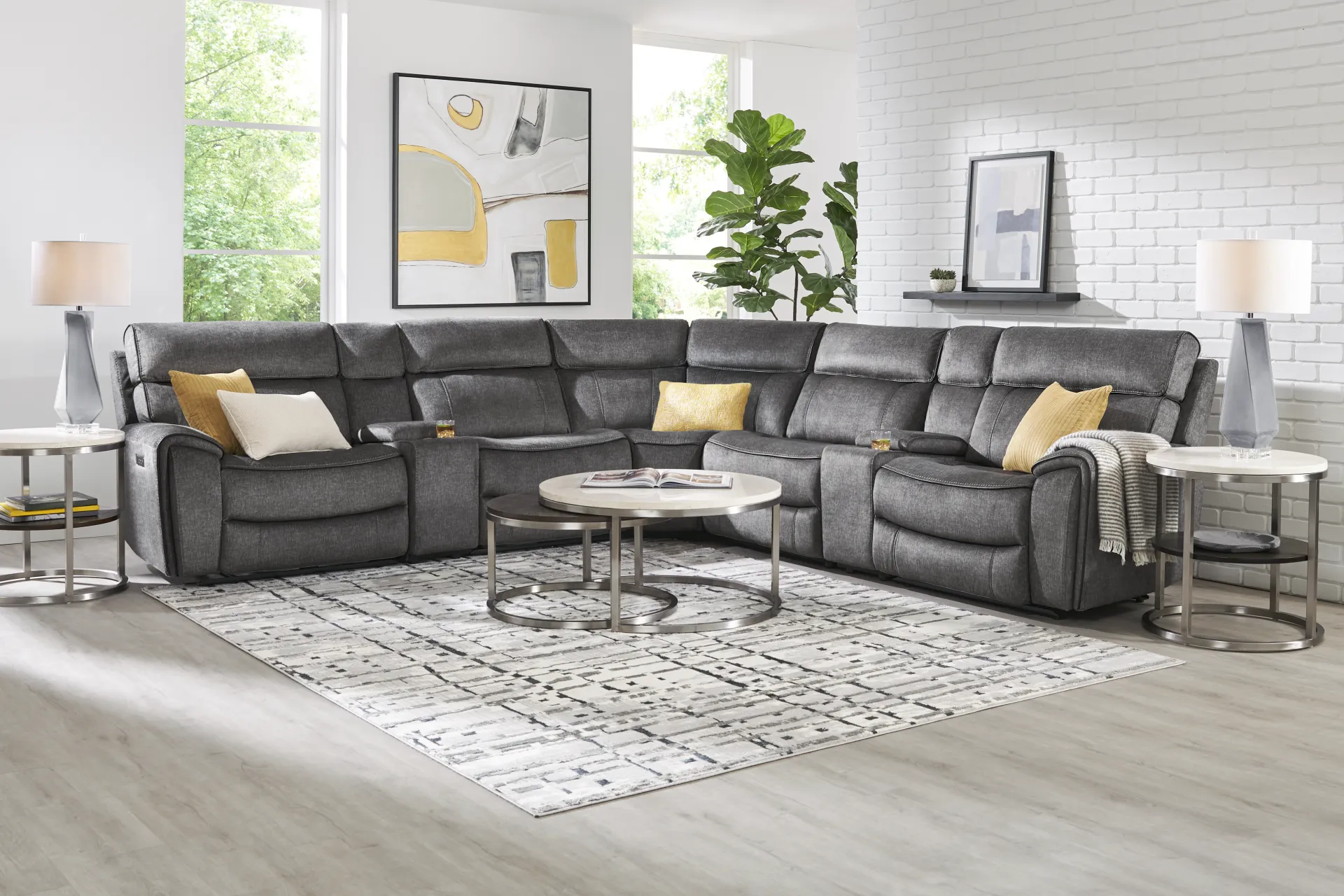 Bradshaw Place Dark Gray 7 Pc Dual Power Reclining Sectional - Image 1