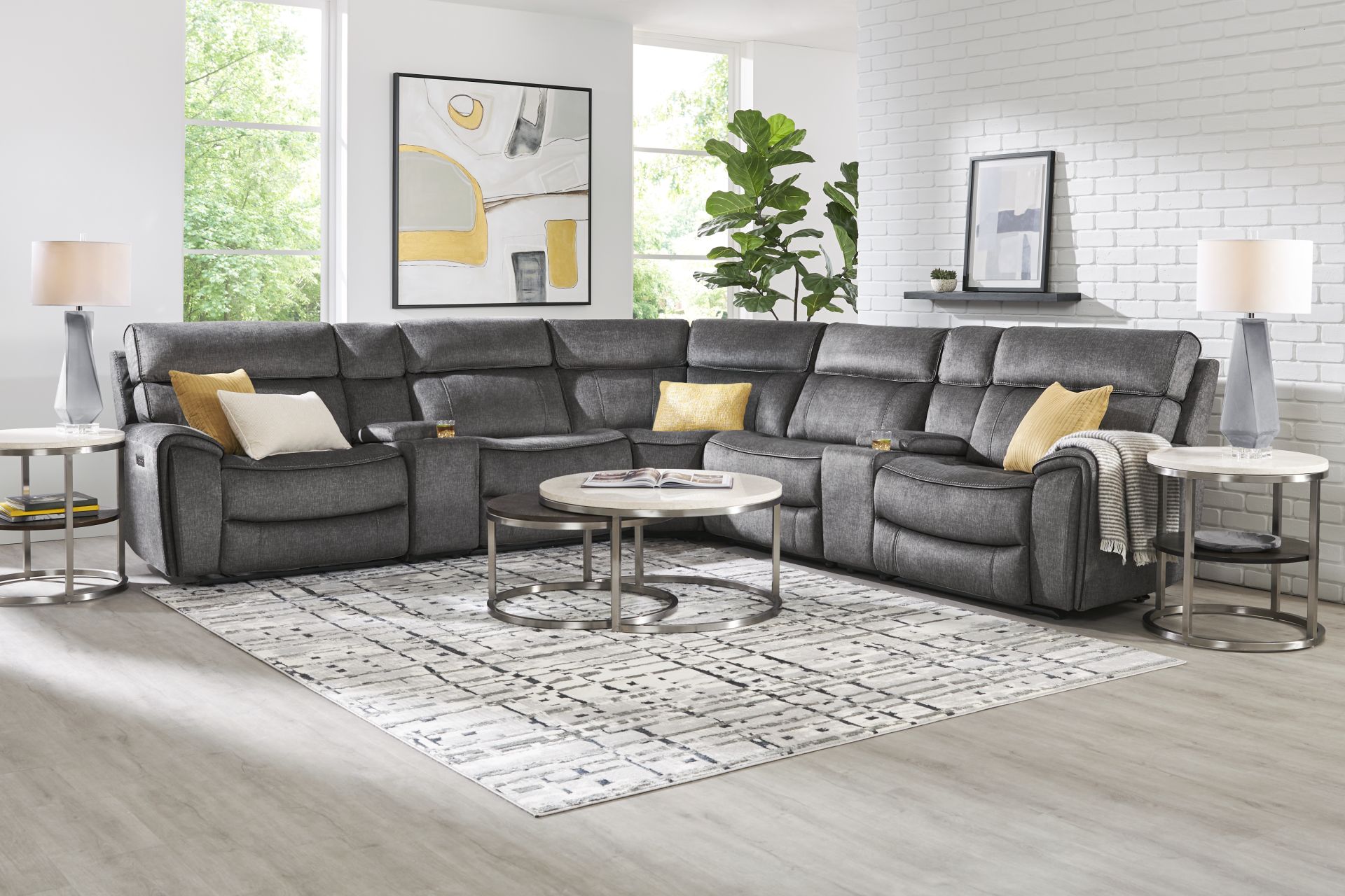 Bradshaw Place Dark Gray 7 Pc Dual Power Reclining Sectional - Image 2